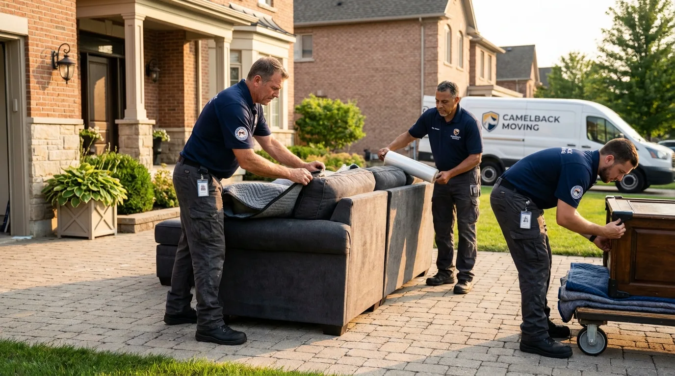 Large estate moving crew wrapping furniture in Spring Lake, NJ